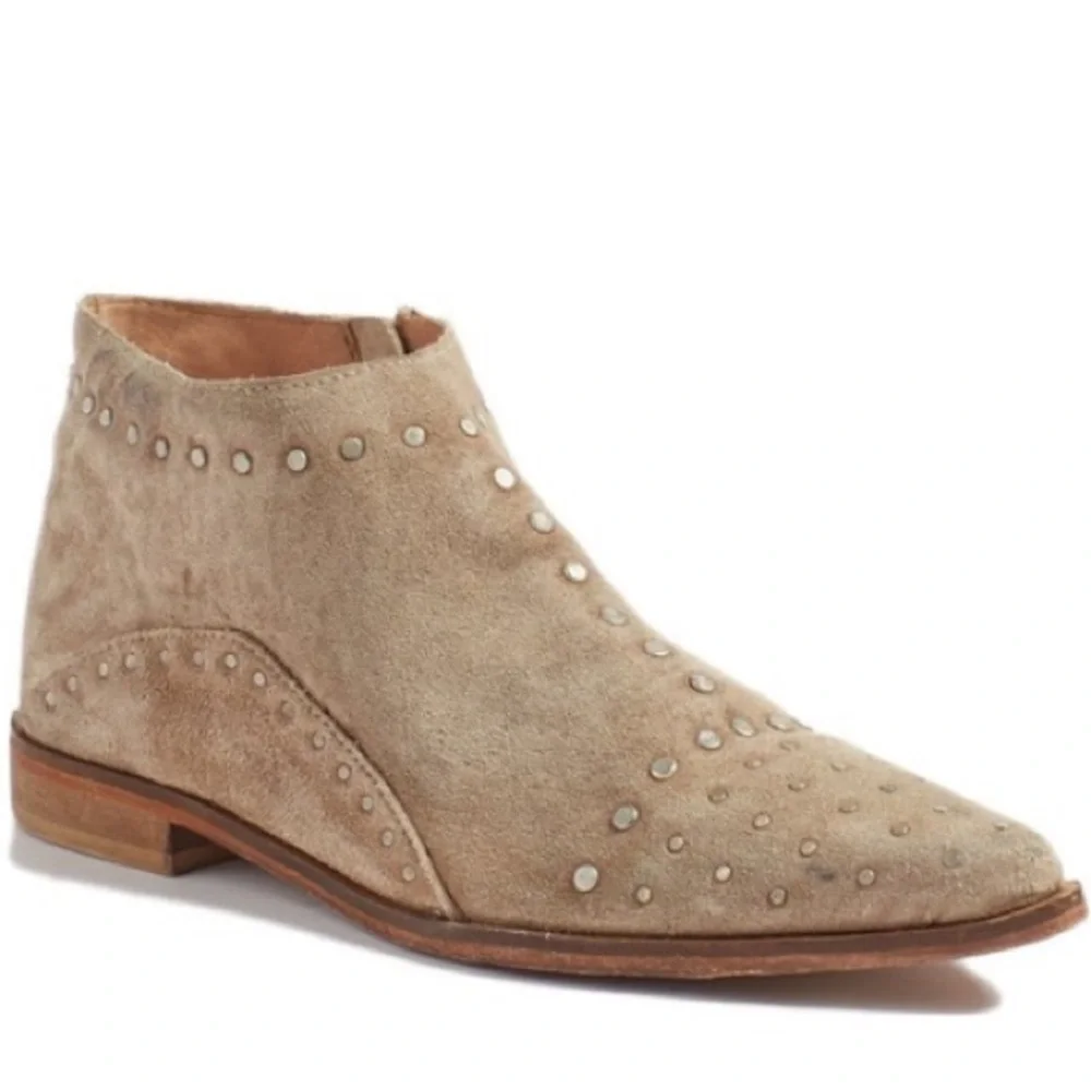 Free People “Aquarian” Taupe Suede Ankle Boots Sz 38/7.5 - Picture 3 of 5